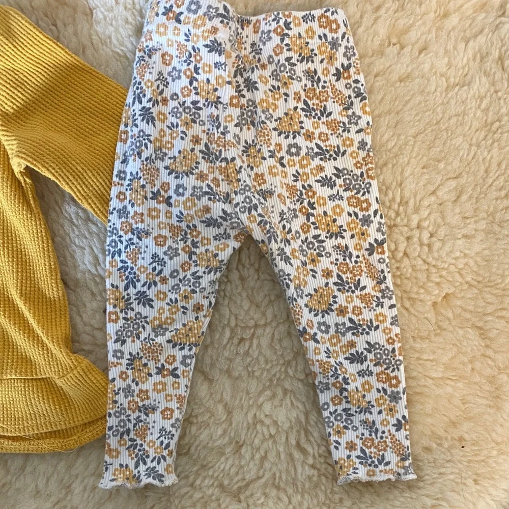 Little Lass Mustard Yellow Waffle-Knit Baby Top - Picture 4 of 5